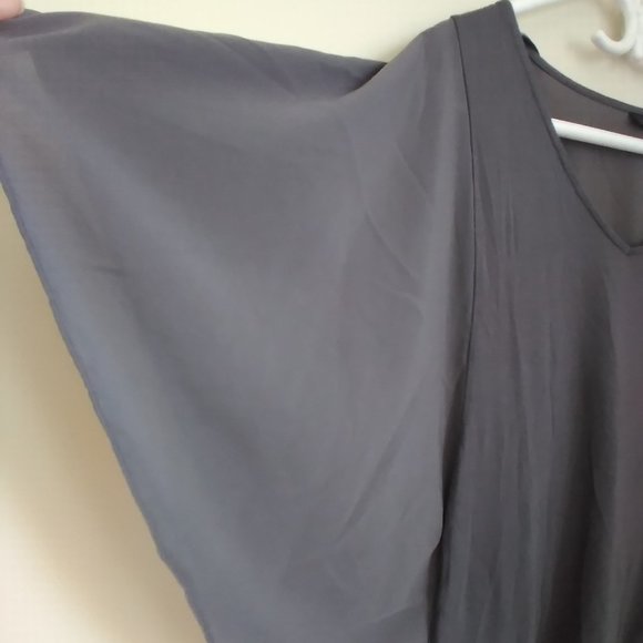 Apt. 9 Charcoal Top. Soft Flowy Butterfly Sleeve. Sheer sleeve and back panel - Picture 2 of 11